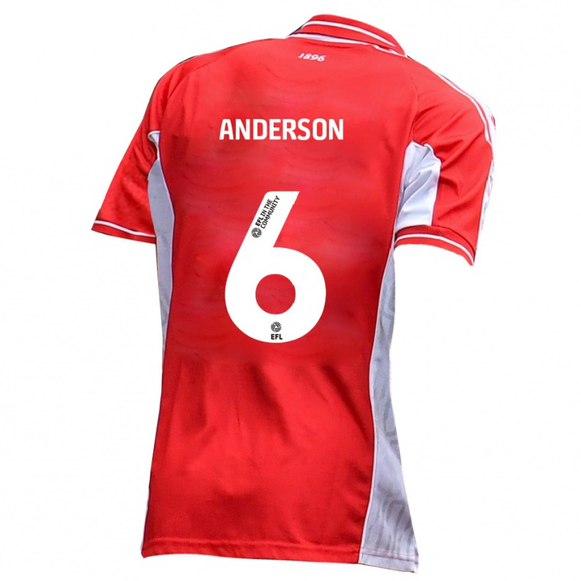 Danxen Kvinder Max Anderson #6 Rød Hvid Hjemmebane Spillertrøjer 2025/26 Trøje T-Shirt