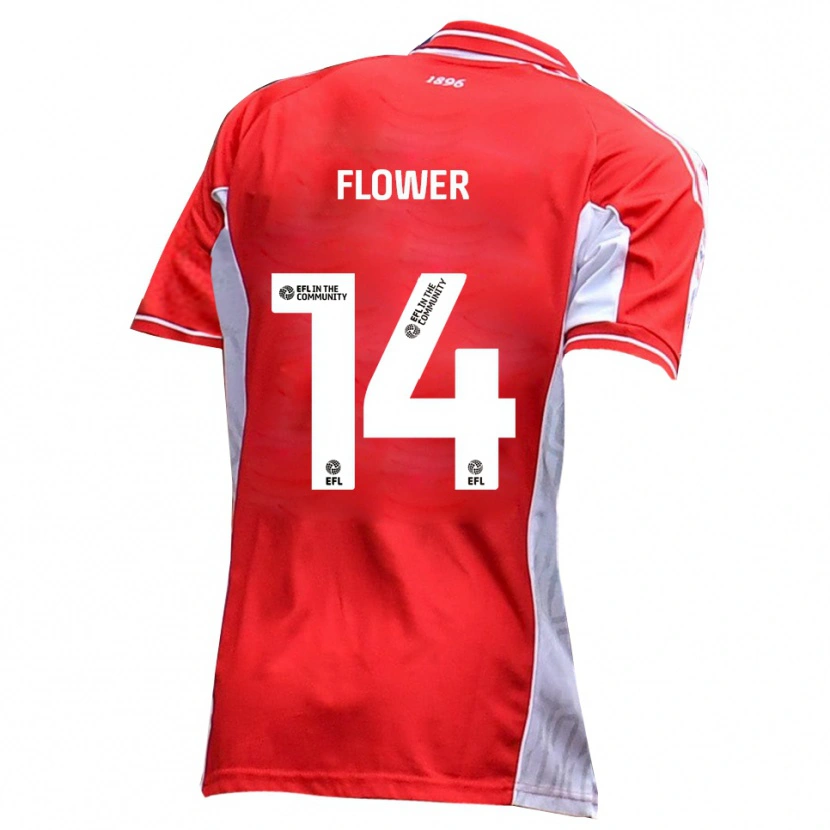 Danxen Kvinder Louis Flower #14 Rød Hvid Hjemmebane Spillertrøjer 2025/26 Trøje T-Shirt