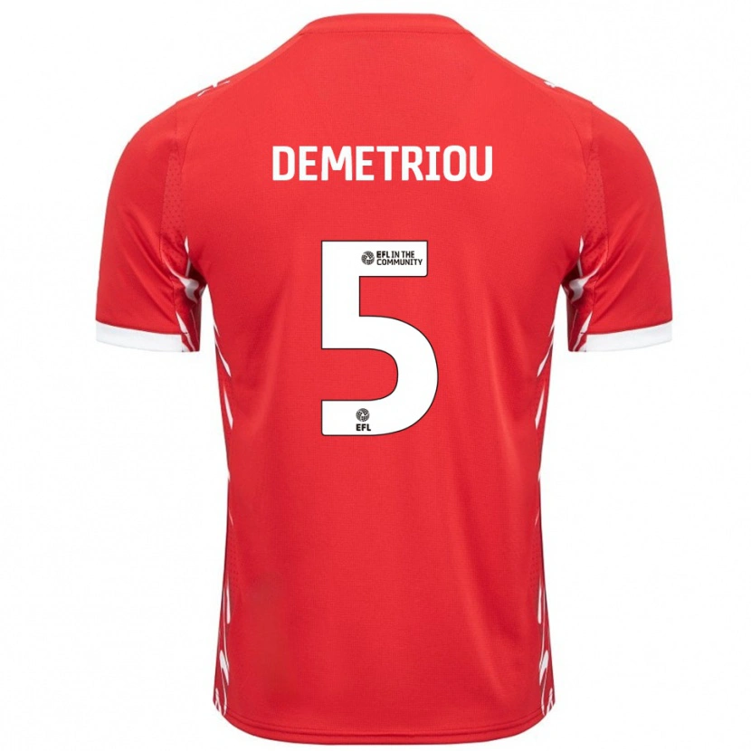 Danxen Kvinder Mickey Demetriou #5 Rød Hvid Hjemmebane Spillertrøjer 2025/26 Trøje T-Shirt