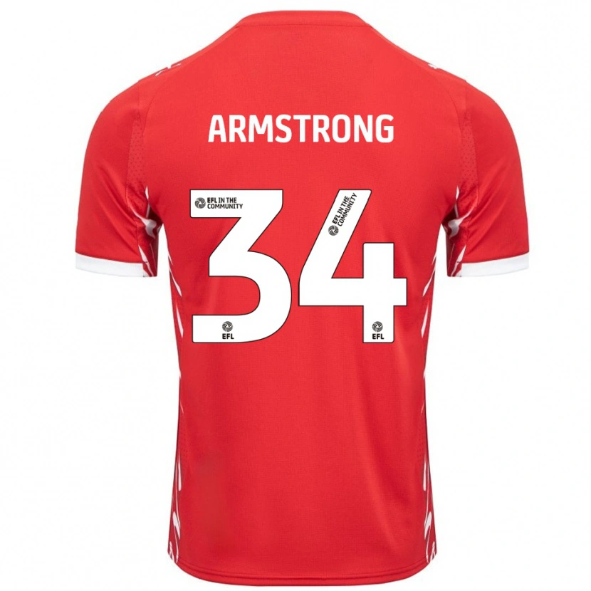 Danxen Kvinder Oliver Armstrong #34 Rød Hvid Hjemmebane Spillertrøjer 2025/26 Trøje T-Shirt