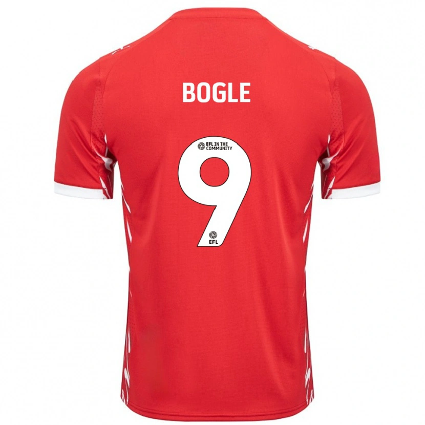 Danxen Kvinder Omar Bogle #9 Rød Hvid Hjemmebane Spillertrøjer 2025/26 Trøje T-Shirt