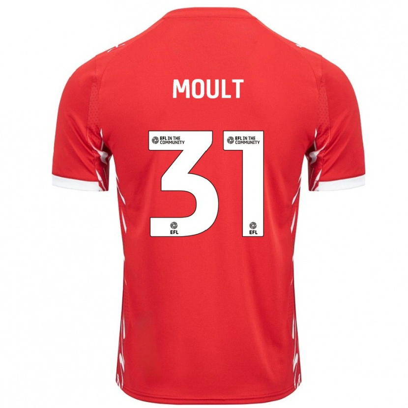Danxen Kvinder Louis Moult #31 Rød Hvid Hjemmebane Spillertrøjer 2025/26 Trøje T-Shirt