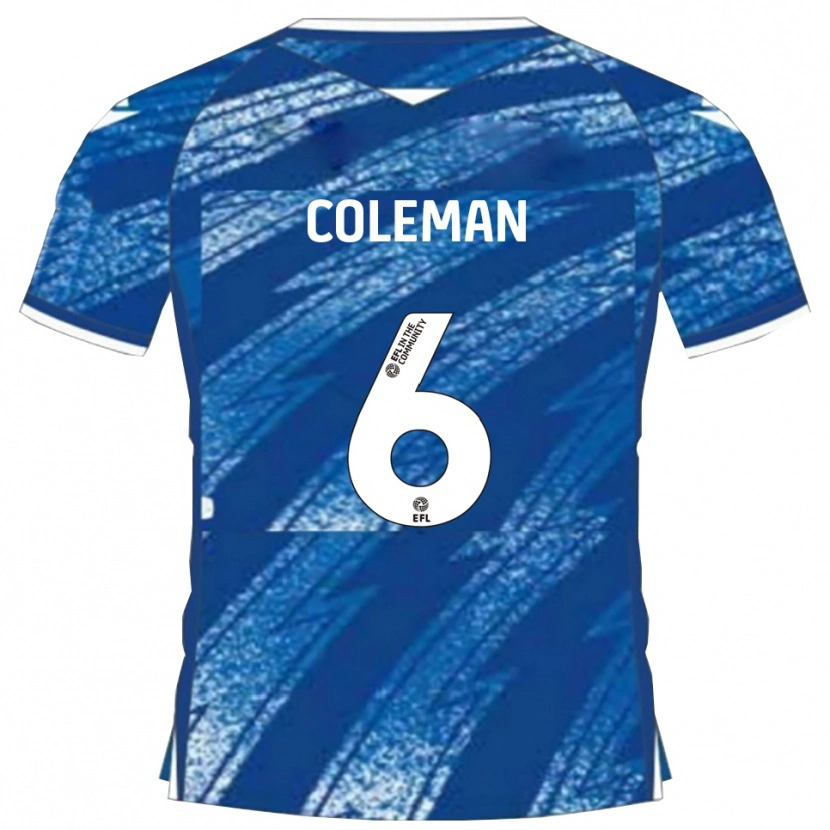 Danxen Kvinder Ethan Coleman #6 Blå Hvid Hjemmebane Spillertrøjer 2025/26 Trøje T-Shirt