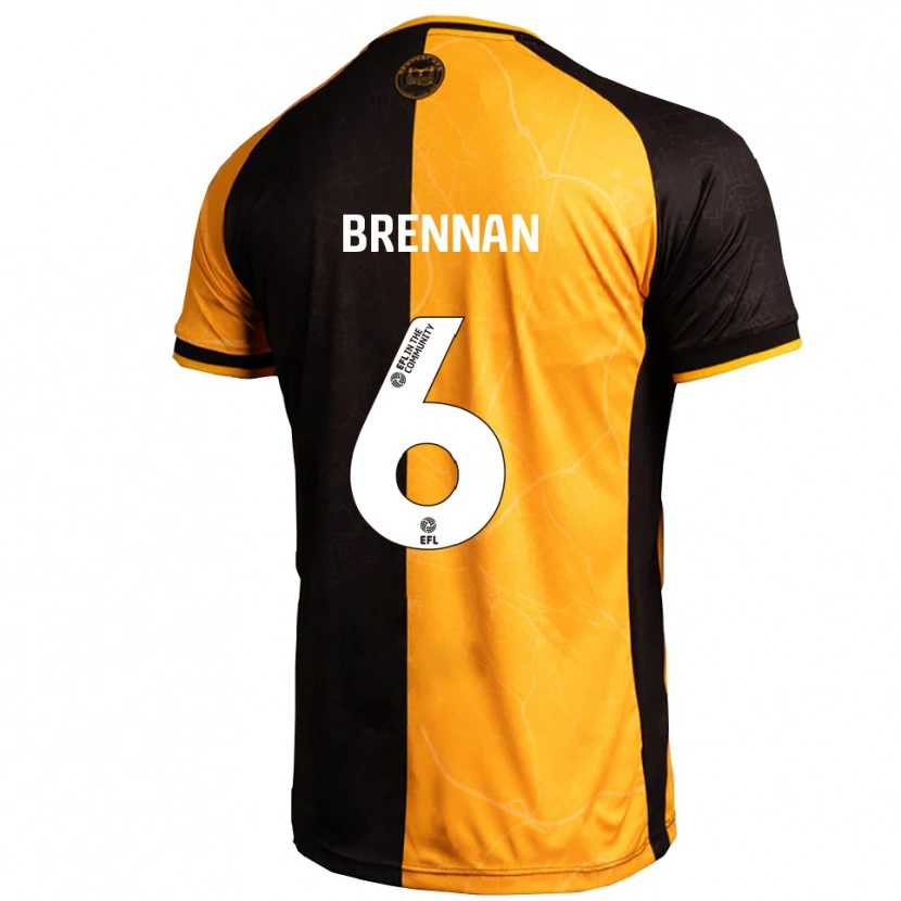 Danxen Kvinder Ciaran Brennan #6 Gul Sort Hjemmebane Spillertrøjer 2025/26 Trøje T-Shirt