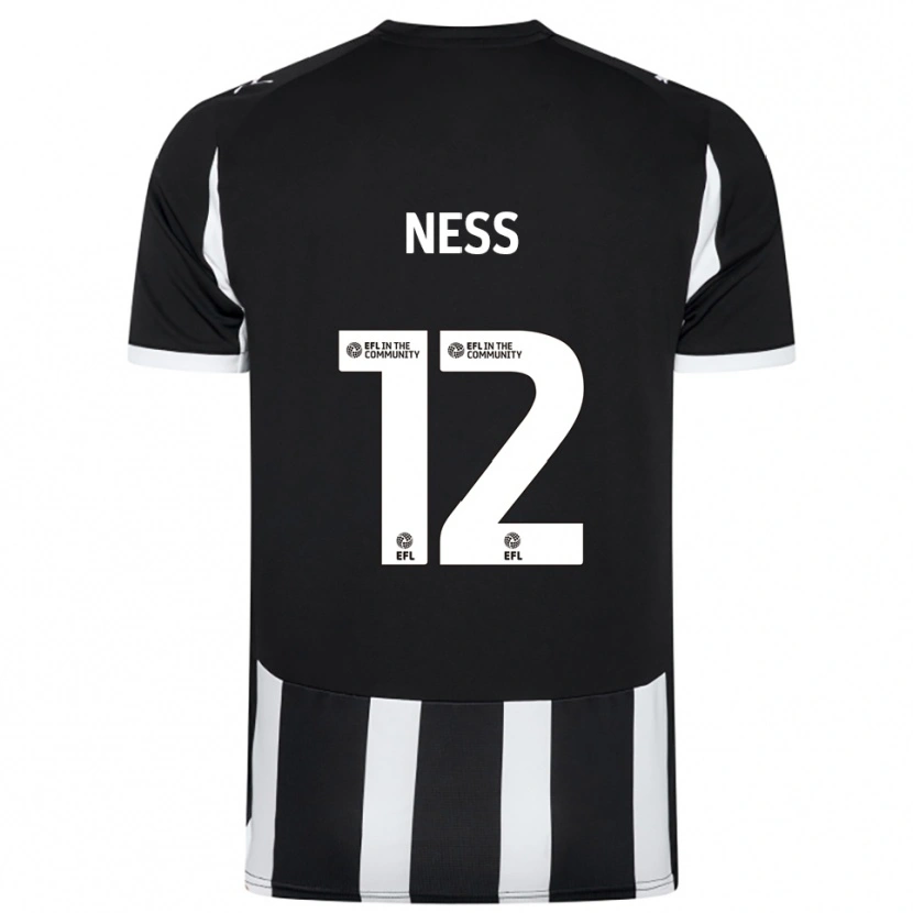 Danxen Kvinder Lucas Ness #12 Sort Hvid Hjemmebane Spillertrøjer 2025/26 Trøje T-Shirt