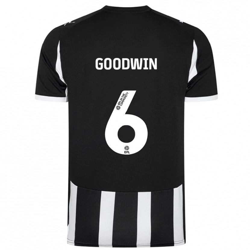 Danxen Kvinder Alfie Goodwin #6 Sort Hvid Hjemmebane Spillertrøjer 2025/26 Trøje T-Shirt