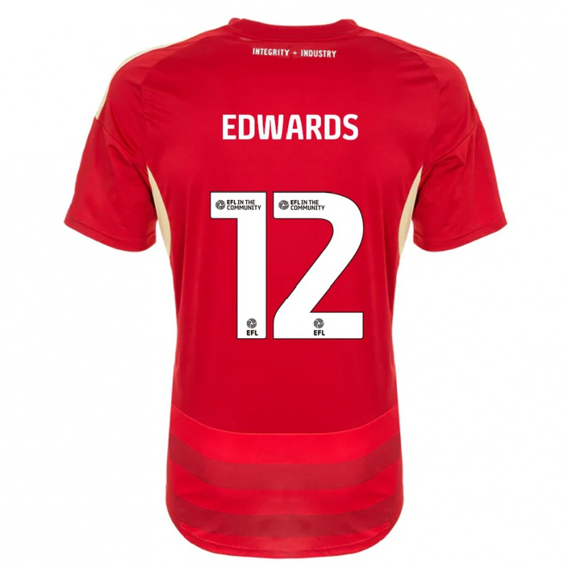 Danxen Kvinder Tom Edwards #12 Rød Hvid Hjemmebane Spillertrøjer 2025/26 Trøje T-Shirt