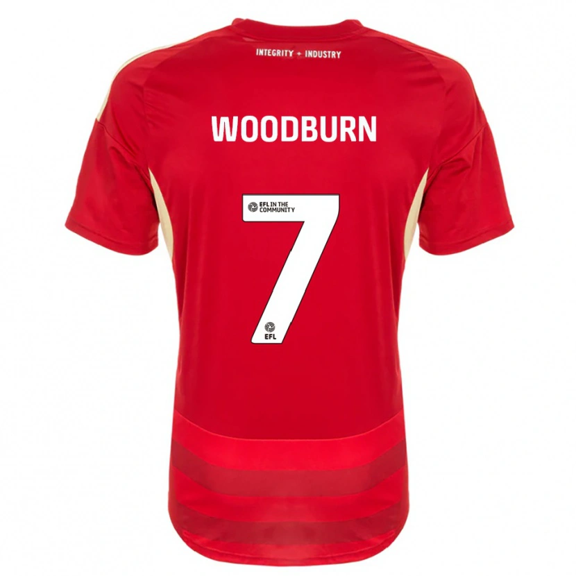 Danxen Kvinder Ben Woodburn #7 Rød Hvid Hjemmebane Spillertrøjer 2025/26 Trøje T-Shirt