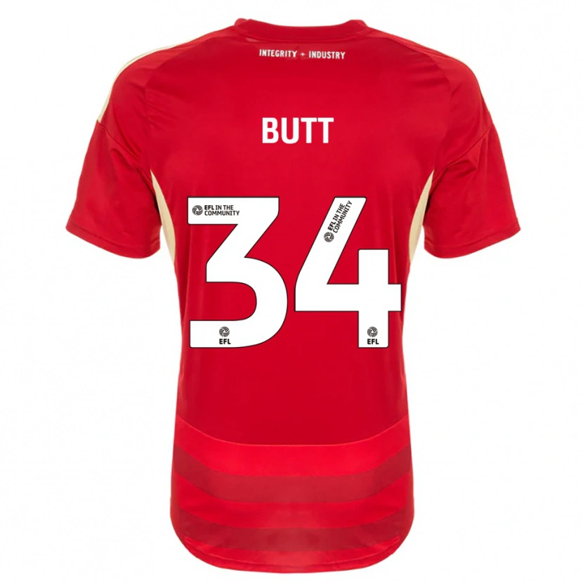 Danxen Kvinder Ruben Butt #34 Rød Hvid Hjemmebane Spillertrøjer 2025/26 Trøje T-Shirt