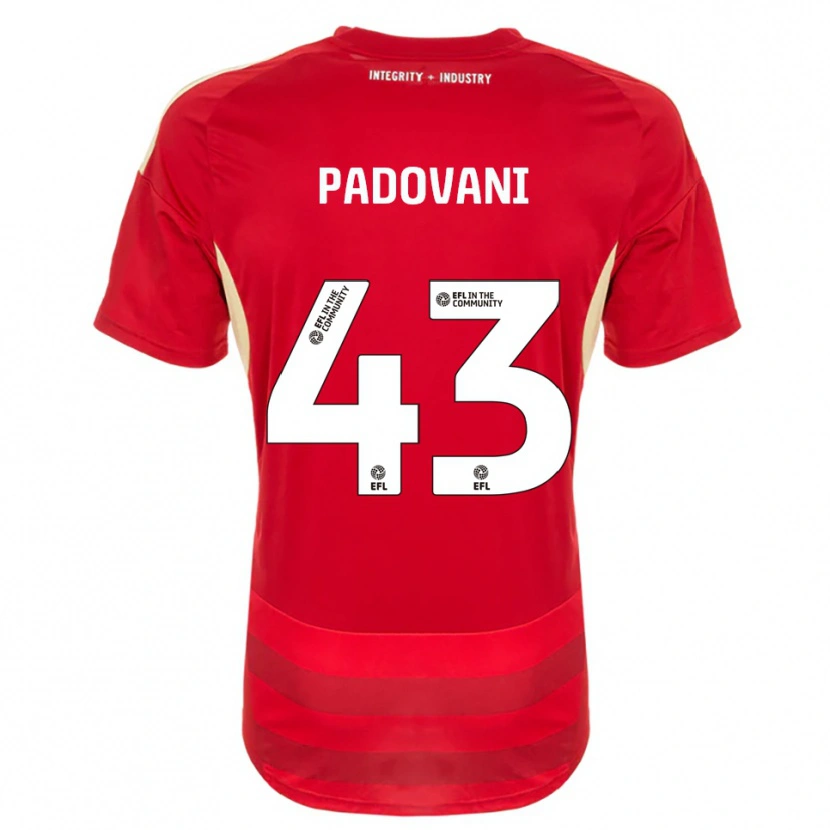Danxen Kvinder Bruno Padovani #43 Rød Hvid Hjemmebane Spillertrøjer 2025/26 Trøje T-Shirt