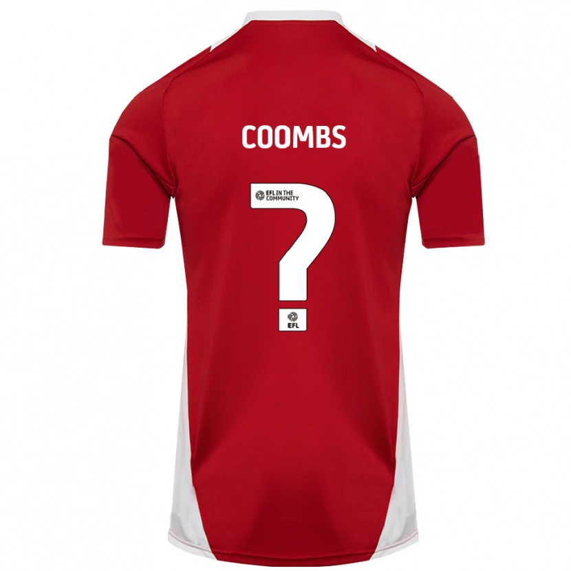 Danxen Kvinder Adam Coombs #0 Rød Hvid Guld Hjemmebane Spillertrøjer 2025/26 Trøje T-Shirt