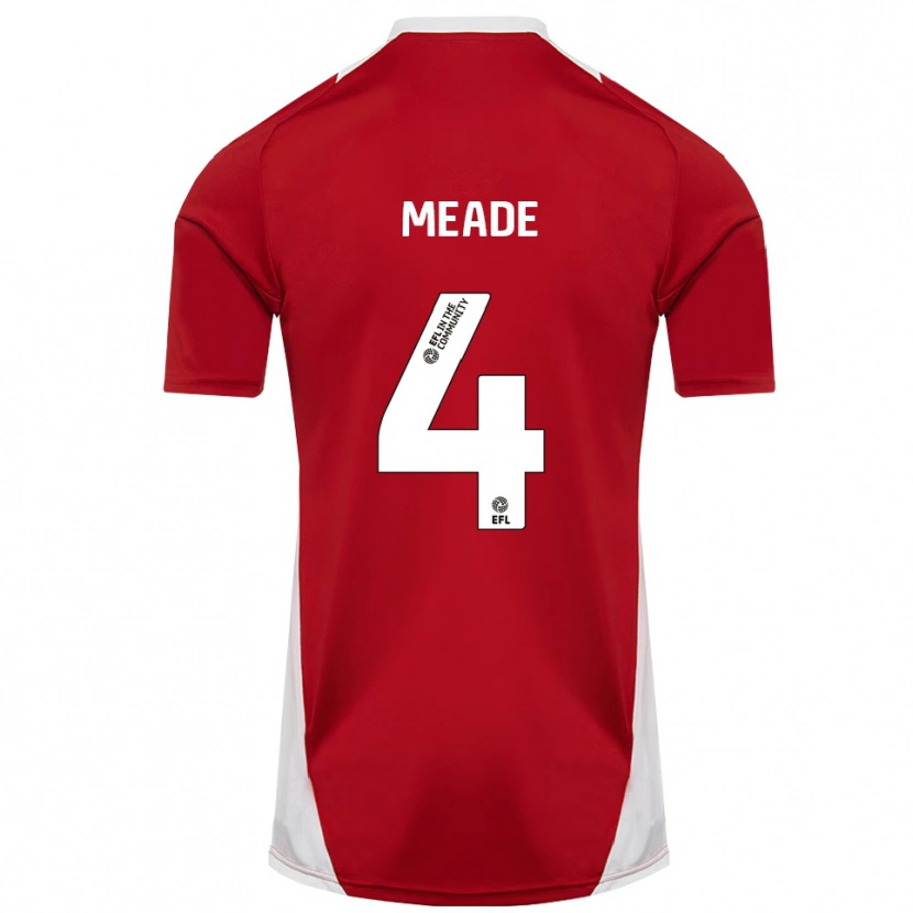 Danxen Kvinder Isi Meade #4 Rød Hvid Guld Hjemmebane Spillertrøjer 2025/26 Trøje T-Shirt