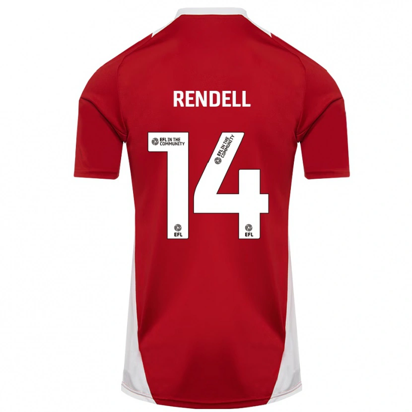 Danxen Kvinder Louis Rendell #14 Rød Hvid Guld Hjemmebane Spillertrøjer 2025/26 Trøje T-Shirt