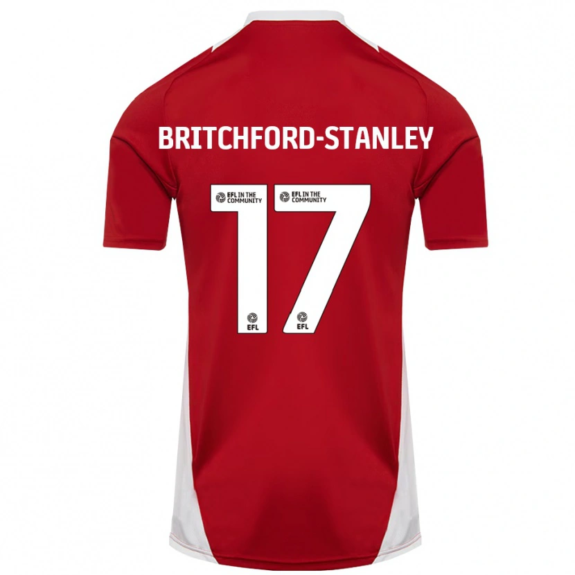 Danxen Kvinder Conor Britchford-Stanley #17 Rød Hvid Guld Hjemmebane Spillertrøjer 2025/26 Trøje T-Shirt