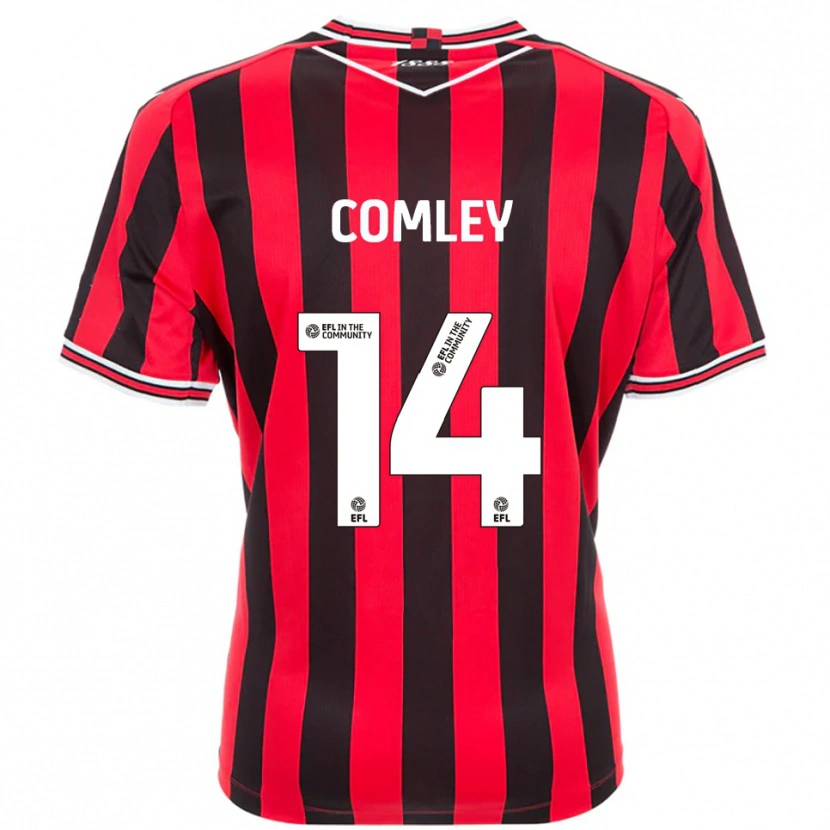 Danxen Kvinder Brandon Comley #14 Rød Sort Hjemmebane Spillertrøjer 2025/26 Trøje T-Shirt