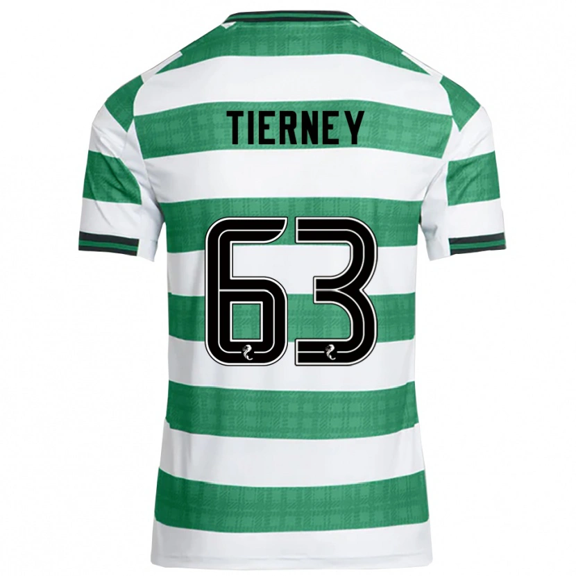 Danxen Kvinder Kieran Tierney #63 Grøn Hvid Hjemmebane Spillertrøjer 2025/26 Trøje T-Shirt
