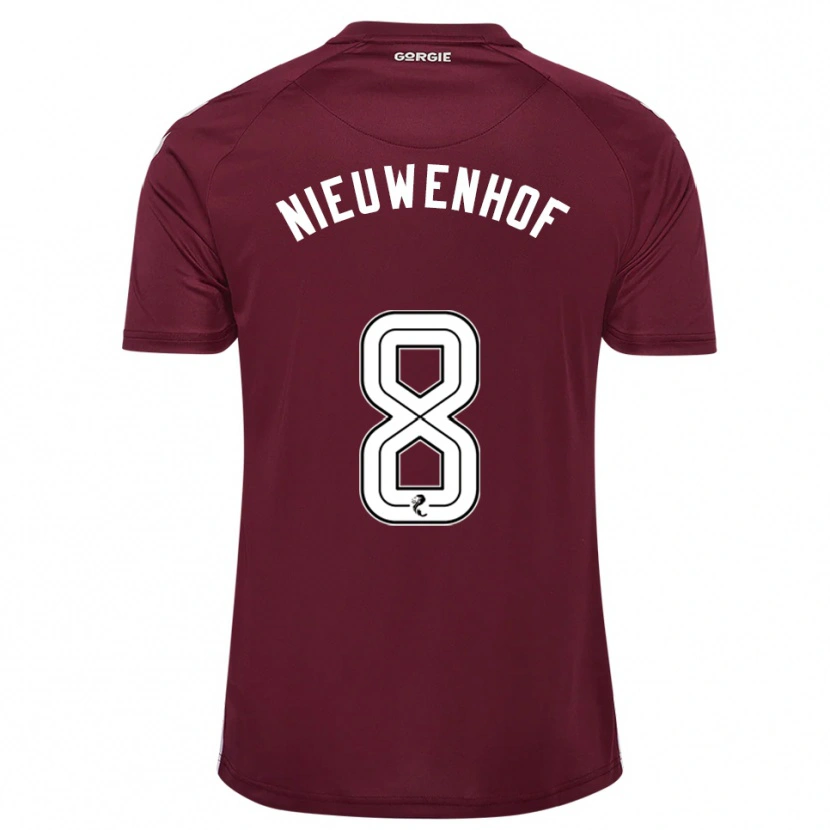 Danxen Kvinder Calem Nieuwenhof #8 Burgunder Hvid Hjemmebane Spillertrøjer 2025/26 Trøje T-Shirt