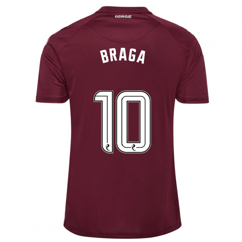 Danxen Kvinder Cláudio Braga #10 Burgunder Hvid Hjemmebane Spillertrøjer 2025/26 Trøje T-Shirt