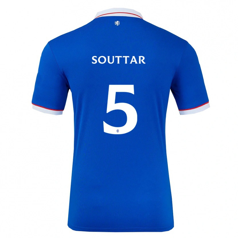 Danxen Kvinder John Souttar #5 Blå Hvid Hjemmebane Spillertrøjer 2025/26 Trøje T-Shirt