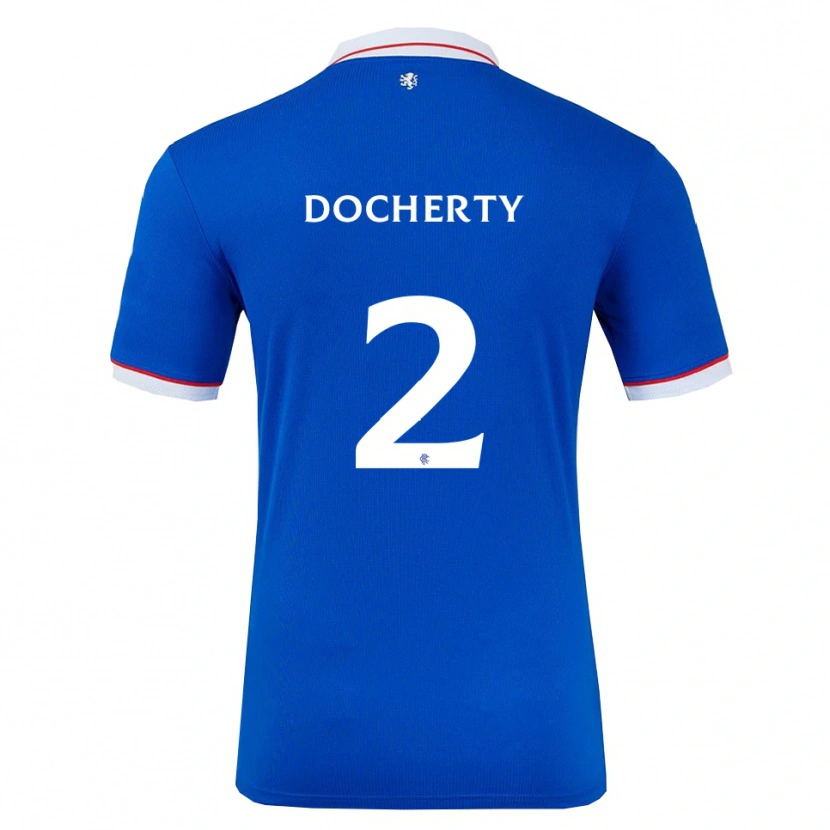 Danxen Kvinder Nicola Docherty #2 Blå Hvid Hjemmebane Spillertrøjer 2025/26 Trøje T-Shirt