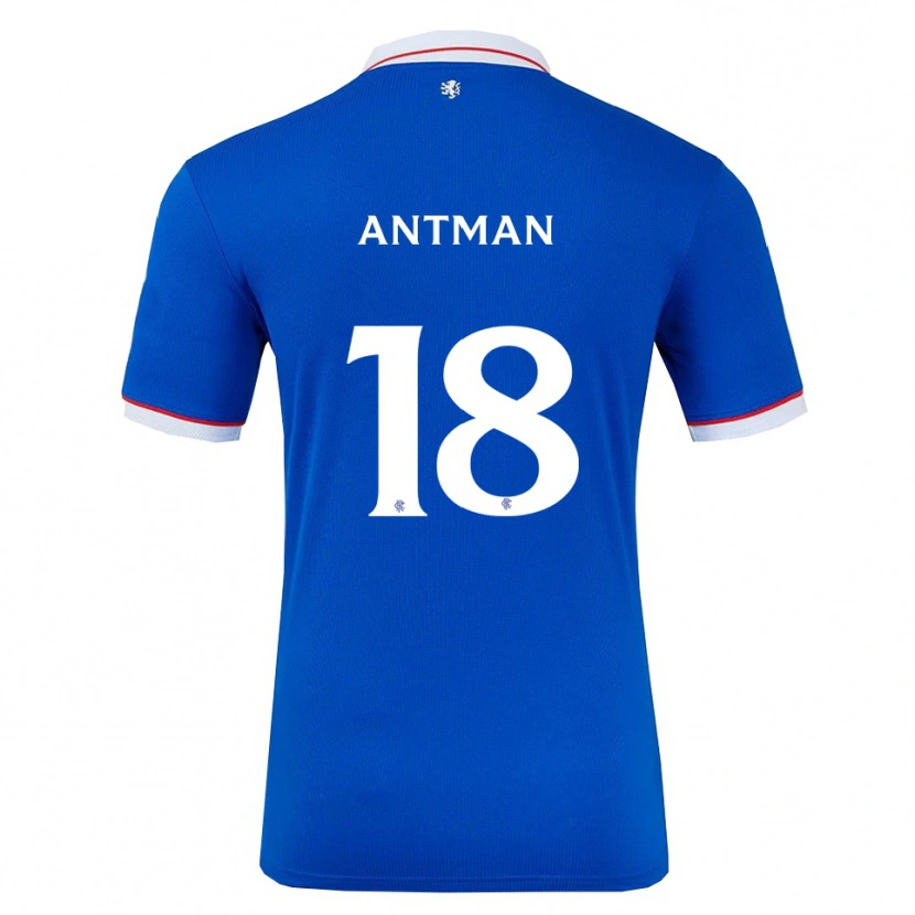 Danxen Kvinder Oliver Antman #18 Blå Hvid Hjemmebane Spillertrøjer 2025/26 Trøje T-Shirt