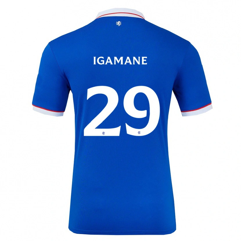 Danxen Kvinder Hamza Igamane #29 Blå Hvid Hjemmebane Spillertrøjer 2025/26 Trøje T-Shirt