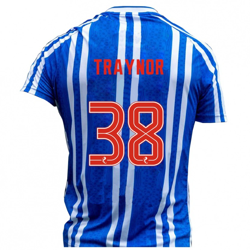 Danxen Kvinder Archie Traynor #38 Blå Hvid Hjemmebane Spillertrøjer 2025/26 Trøje T-Shirt