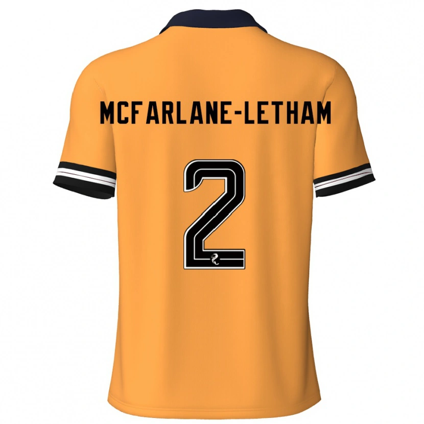 Danxen Kvinder Jay Mcfarlane-Letham #2 Gul Sort Hjemmebane Spillertrøjer 2025/26 Trøje T-Shirt