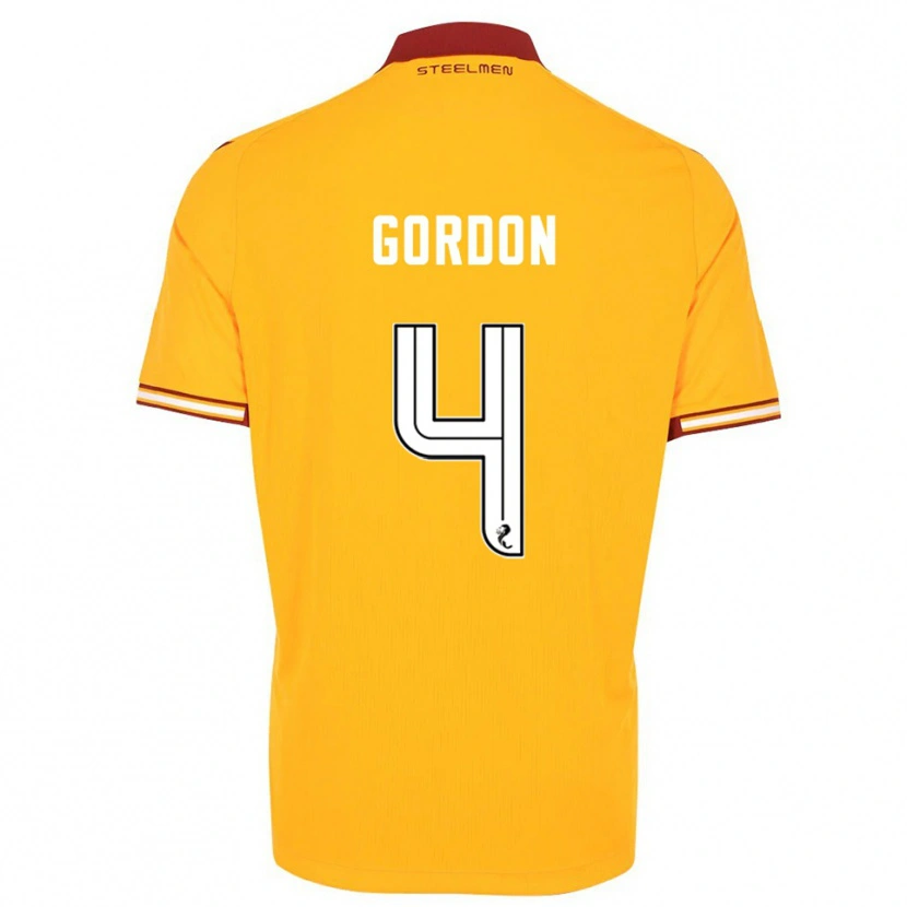 Danxen Kvinder Liam Gordon #4 Gul Burgunder Hjemmebane Spillertrøjer 2025/26 Trøje T-Shirt