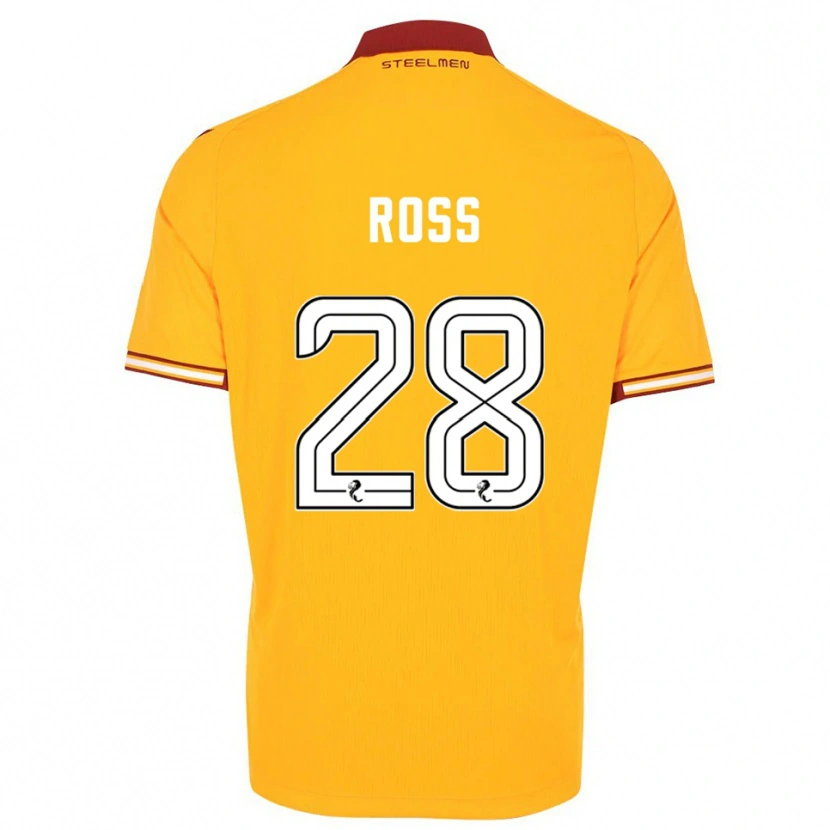 Danxen Kvinder Luca Ross #28 Gul Burgunder Hjemmebane Spillertrøjer 2025/26 Trøje T-Shirt