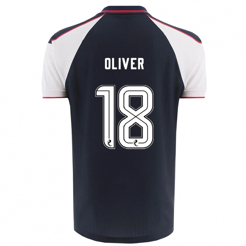 Danxen Kvinder Gary Oliver #18 Marineblå Hvid Hjemmebane Spillertrøjer 2025/26 Trøje T-Shirt