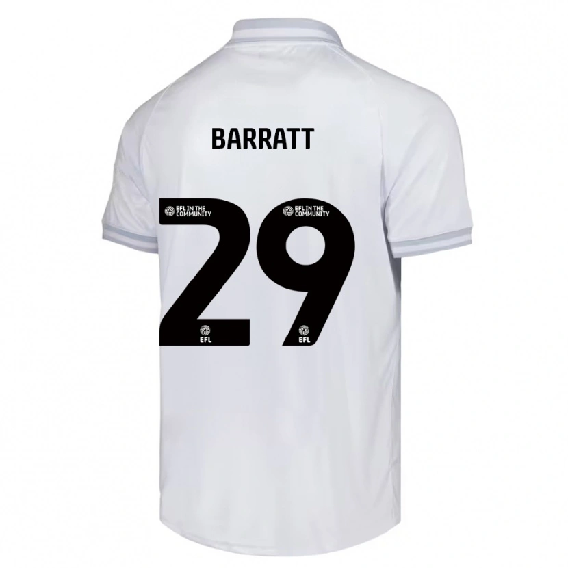 Danxen Kvinder Connor Barratt #29 Hvid Grå Sort Udebane Spillertrøjer 2025/26 Trøje T-Shirt