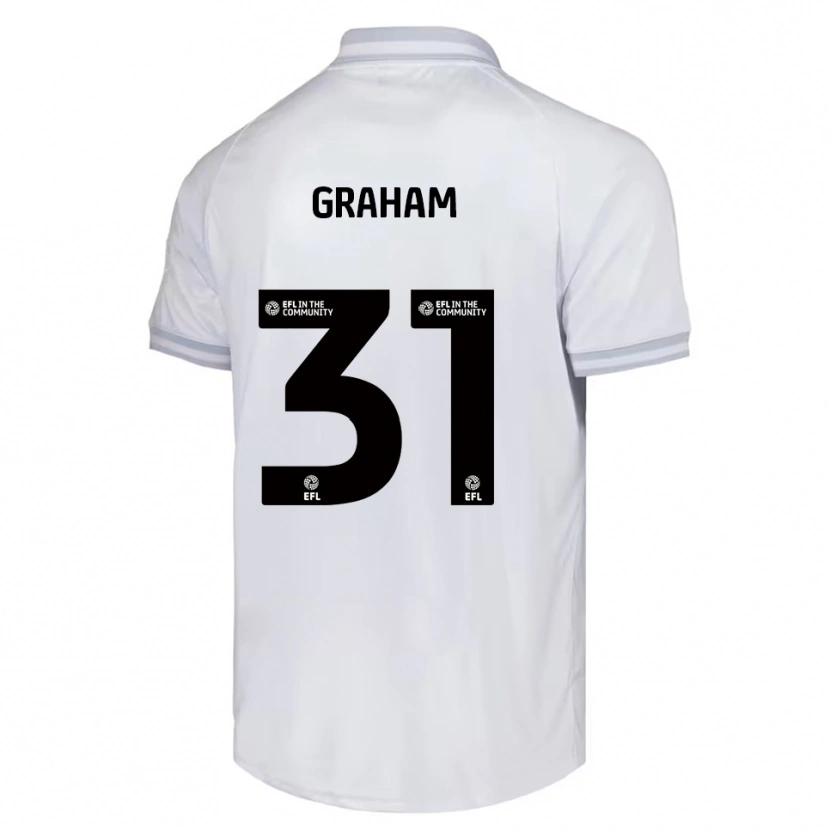 Danxen Kvinder Kieran Graham #31 Hvid Grå Sort Udebane Spillertrøjer 2025/26 Trøje T-Shirt