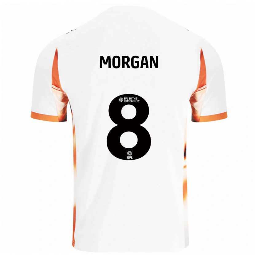 Danxen Kvinder Albie Morgan #8 Hvid Orange Sort Udebane Spillertrøjer 2025/26 Trøje T-Shirt