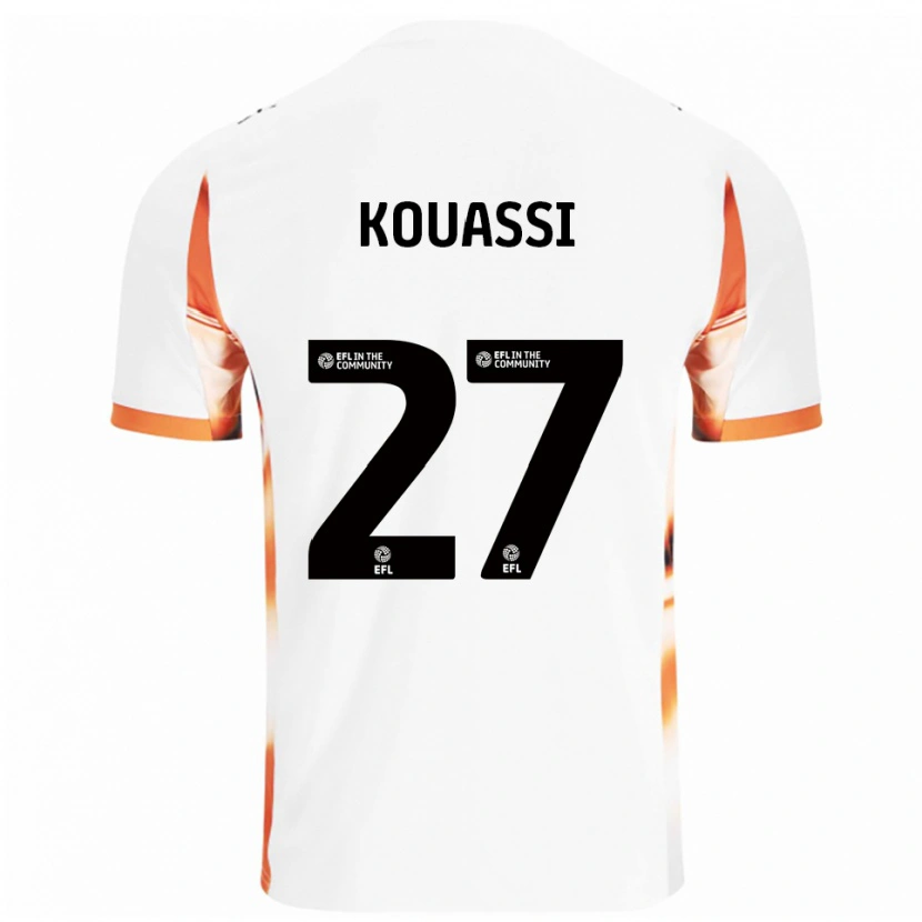 Danxen Kvinder Kylian Kouassi #27 Hvid Orange Sort Udebane Spillertrøjer 2025/26 Trøje T-Shirt