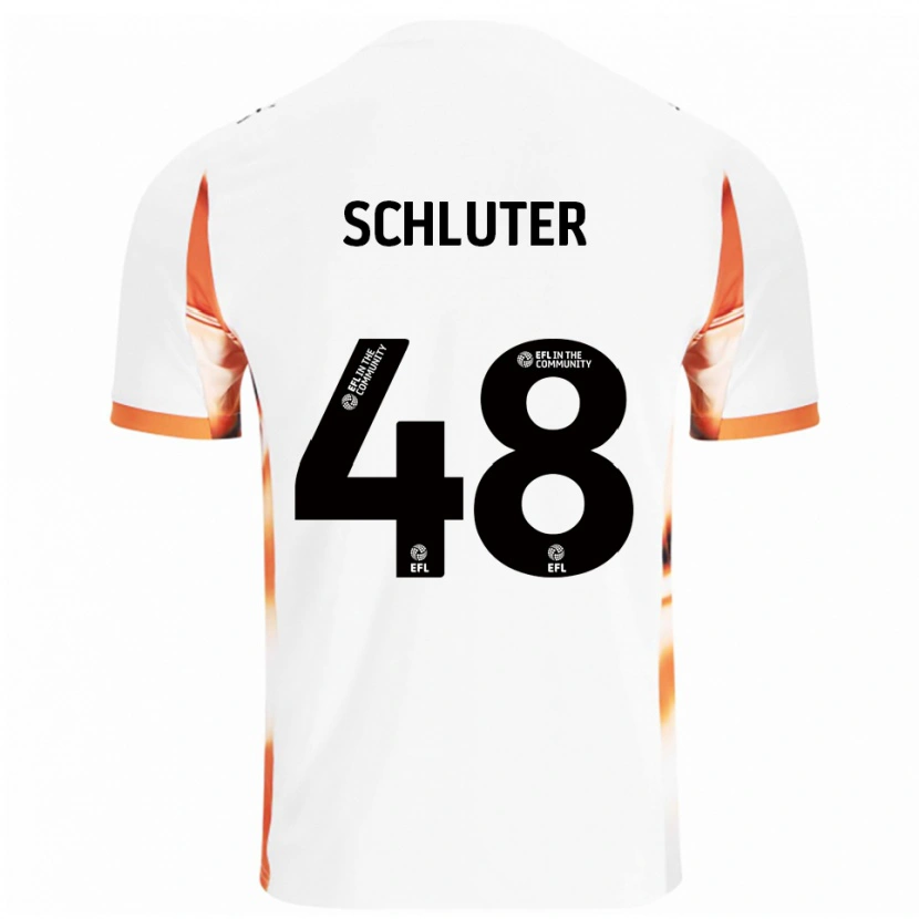Danxen Kvinder Gabriel Schluter #48 Hvid Orange Sort Udebane Spillertrøjer 2025/26 Trøje T-Shirt