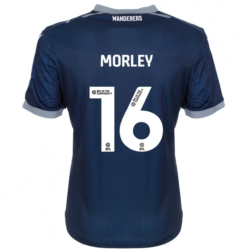 Danxen Kvinder Aaron Morley #16 Marineblå Grå Udebane Spillertrøjer 2025/26 Trøje T-Shirt