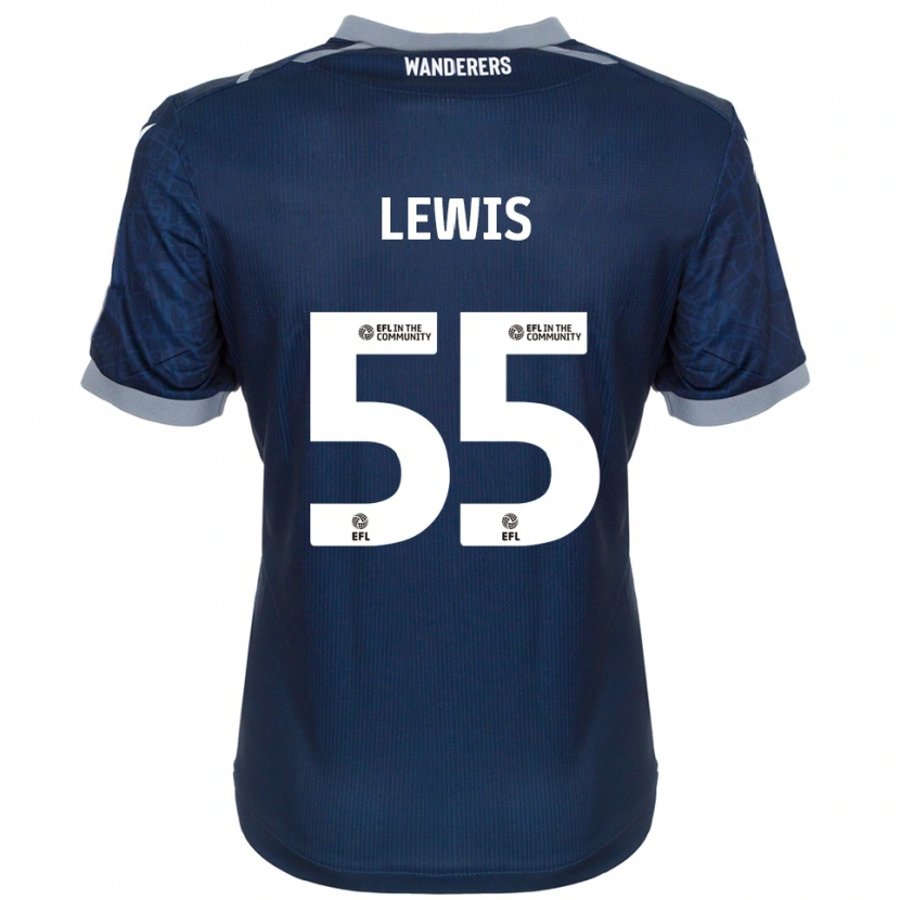 Danxen Kvinder Conor Lewis #55 Marineblå Grå Udebane Spillertrøjer 2025/26 Trøje T-Shirt