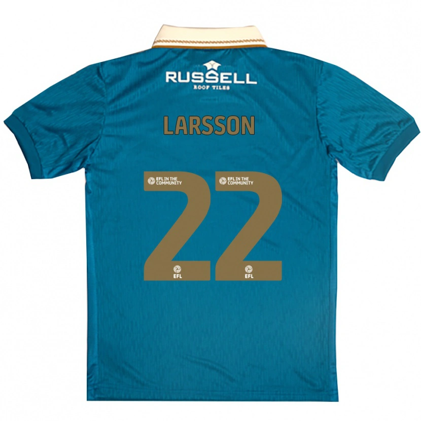 Danxen Kvinder Julian Larsson #22 Lyseblå Hvid Udebane Spillertrøjer 2025/26 Trøje T-Shirt