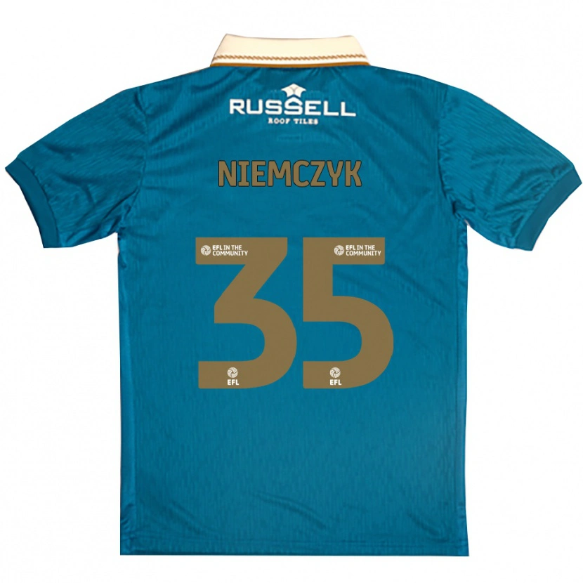 Danxen Kvinder Jakub Niemczyk #35 Lyseblå Hvid Udebane Spillertrøjer 2025/26 Trøje T-Shirt