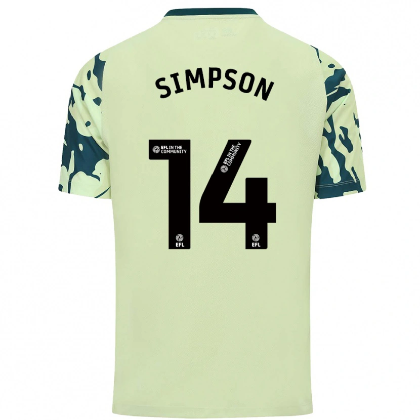 Danxen Kvinder Jasmine Simpson #14 Mørkegrøn Udebane Spillertrøjer 2025/26 Trøje T-Shirt