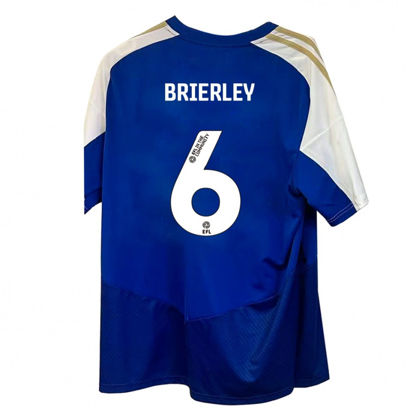 Danxen Kvinder Ethan Brierley #6 Blå Hvid Guld Udebane Spillertrøjer 2025/26 Trøje T-Shirt
