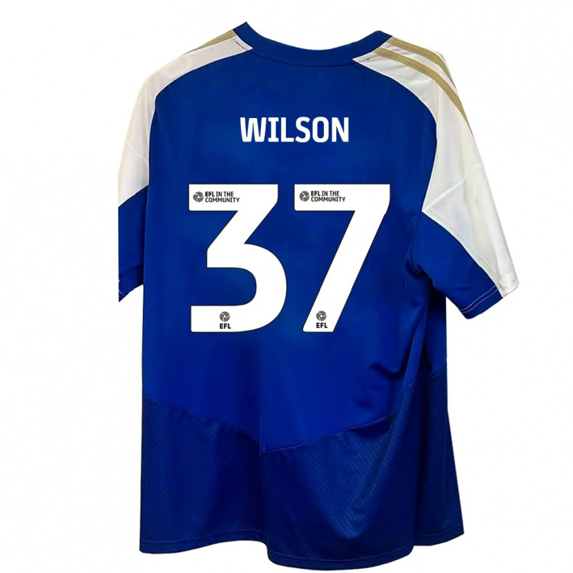 Danxen Kvinder Kieran Wilson #37 Blå Hvid Guld Udebane Spillertrøjer 2025/26 Trøje T-Shirt