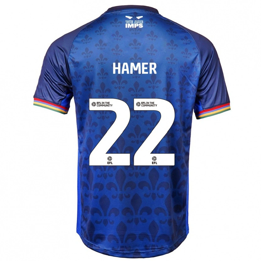 Danxen Kvinder Tom Hamer #22 Blå Marineblå Udebane Spillertrøjer 2025/26 Trøje T-Shirt
