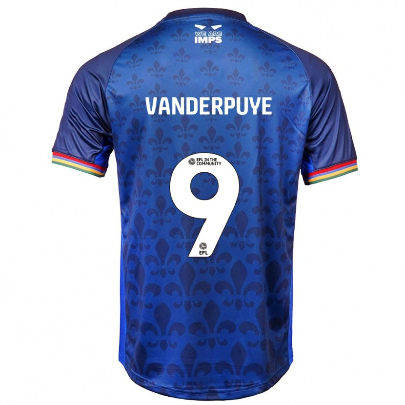 Danxen Kvinder Daniel Vanderpuye #9 Blå Marineblå Udebane Spillertrøjer 2025/26 Trøje T-Shirt