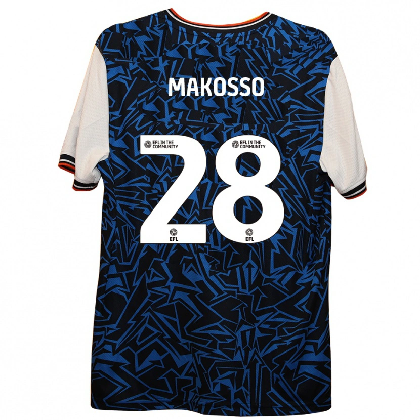 Danxen Kvinder Christ Makosso #28 Blå Sort Hvid Udebane Spillertrøjer 2025/26 Trøje T-Shirt