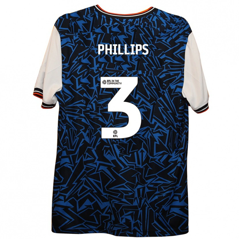 Danxen Kvinder Josh Phillips #3 Blå Sort Hvid Udebane Spillertrøjer 2025/26 Trøje T-Shirt