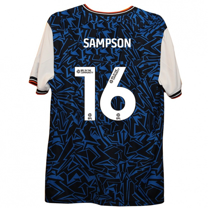 Danxen Kvinder Enoch Sampson #16 Blå Sort Hvid Udebane Spillertrøjer 2025/26 Trøje T-Shirt