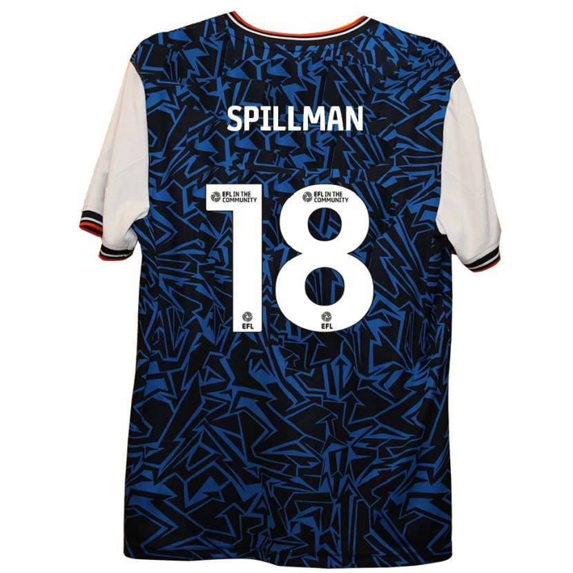 Danxen Kvinder Gabriella Spillman #18 Blå Sort Hvid Udebane Spillertrøjer 2025/26 Trøje T-Shirt