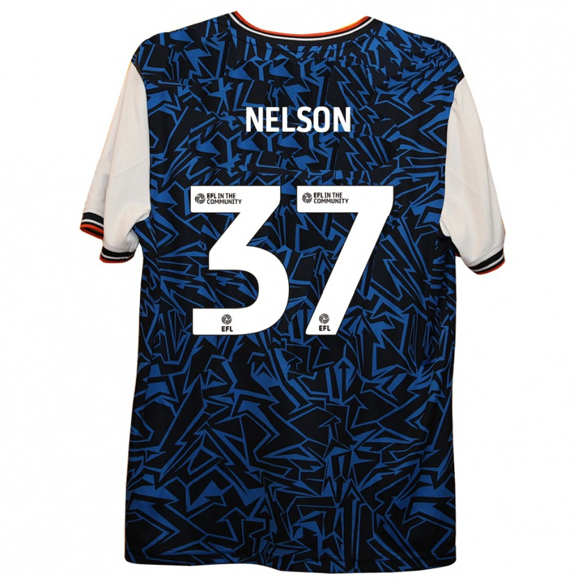 Danxen Kvinder Zack Nelson #37 Blå Sort Hvid Udebane Spillertrøjer 2025/26 Trøje T-Shirt